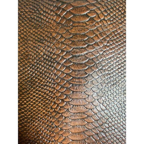 Handmade Sturdy Brown Embossed "Dragon Scale" Large Crossbody File Bag - Picture 5 of 8